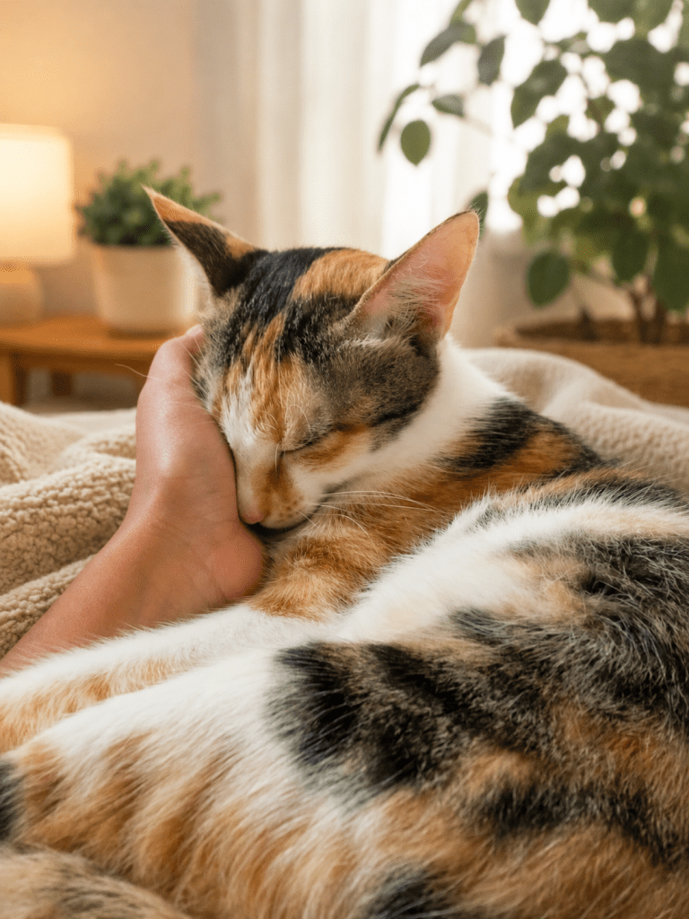 A Hand Comforting Cat